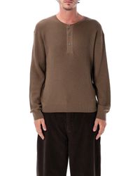 Studio Nicholson - Waffle-Knit Henley Sweater - Lyst