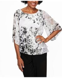 Alex Evenings - Petites Printed Tiered Blouse - Lyst