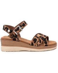 Xti - Animal Print Wedge Sandals - Lyst