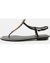 Rene Caovilla - René Caovilla Suede Crystal Embellished Thong Sandals - Lyst