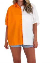Day + Moon - Two Tone Button Down Top - Lyst