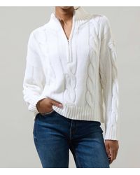 Sugarlips - Zip Neck Cable Knit Sweater - Lyst
