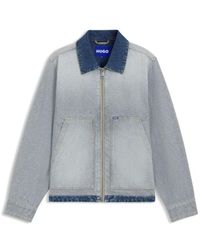 HUGO - Denim Jacket With Inside-Out Styling - Lyst