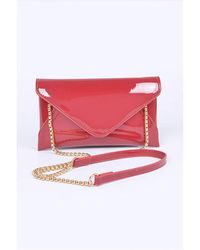 Fashnzfab - Patent Finish Envelope Clutch Swing Bag - Lyst