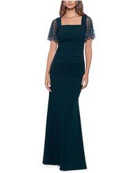 Betsy & Adam - Crepe Ruched Evening Dress - Lyst