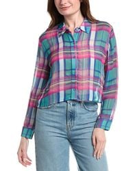 L'Agence - Cosette Crop Hi Low Shirt - Lyst