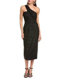 MILLY - Solid Linen-Blend Midi Dress - Lyst