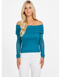 Guess - Lacey Sheer Off-The-Shoulder Top - Lyst