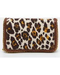 Stella McCartney - Leopard Print Canvas And Faux Leather Falabella Crossbody Bag - Lyst