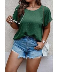 TRUEDAMES - Plus Size Swiss Dot Solid Round Neck Loose Shirt - Lyst