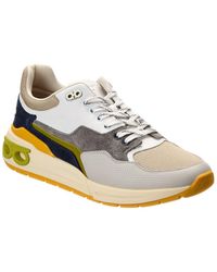 Ferragamo - Cosma Low Langur Bitume Leather & Suede Sneaker - Lyst