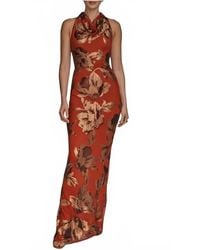 Donna Karan - Floral Sequin Embellished Halter Maxi Gown - Lyst