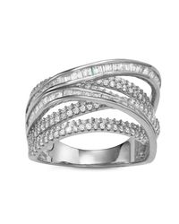 Ivy Sharpe - Plated Cubic Zirconia Crossover Statement Rings - Lyst