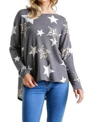 Umgee - Star & Leopard Waffle Knit Top - Lyst
