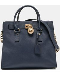 MICHAEL Michael Kors - Navy Leather Large Hamilton North South Tote - Lyst