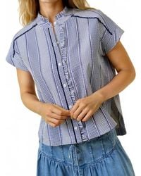 Doe And Rae - Stripe & Gingham Button Down Detail Top - Lyst