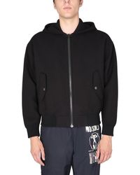 Moschino - Hooded Jacket With Bold Logo Print - Lyst