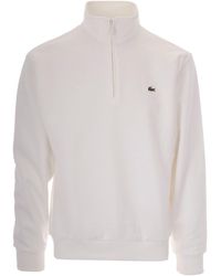 Lacoste - Pullover Sweatshirt With High Collar And Embroidered Crocodile - Lyst