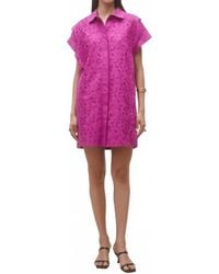 Suncoo - Cross Short Embroidered Shirt Mini Dress - Lyst