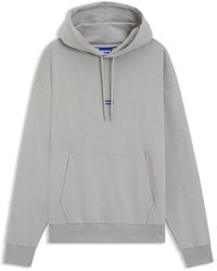 HUGO - Cotton-Terry Hoodie With Logo Label - Lyst