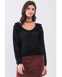 TRUEDAMES - Round Neck Bertha Collar Button-Front Cardigan - Lyst