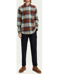 Scotch & Soda - Checked Brushed Flannel Shirt - Lyst