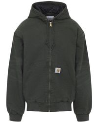Carhartt - Hooded Quilted Jacket With Kangaroo Pocket And Ribbed Cuffs - Lyst