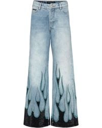 Philipp Plein - Denim Skater Fit Trousers Strass Flame - Lyst
