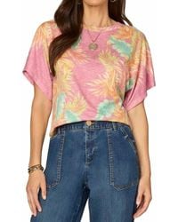 Democracy - Short Dolman Sleeve Scoop Neck Printed Top - Lyst