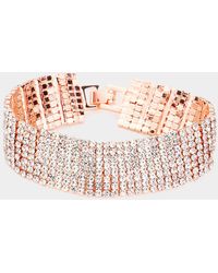 Fashnzfab - 8Rows Rhinestone Evening Bracelet Clear, Rose - Lyst