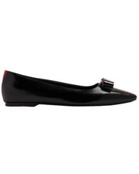 Ferragamo - Ferragamo Vara Bow Leather Ballet Flats - Lyst