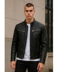 Infinity Leather - Modern Classic Leather Quilted Biker Jacket - Lyst