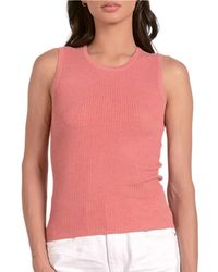 Elan - Crewneck Sleeveless Ribbed Tee Top - Lyst