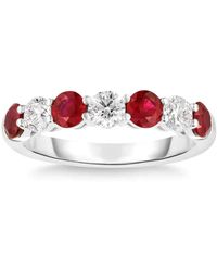 Pompeii3 - 1 1/2ct Tw Round Diamond & Created Ruby Wedding Anniversary Ring - Lyst