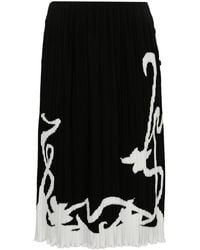 Lanvin - Pleated Maxi Skirt With Abstract Hemline Detail - Lyst