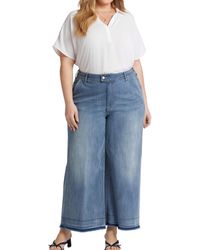 NYDJ - Plus Mona Frayed Hem Denim Ankle Jeans - Lyst