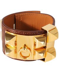 Hermès - Collier De Chien Leather Gold Tone Cuff - Lyst