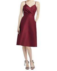Alfred Sung - V-Neck Satin Twill Cocktail Dress - Lyst