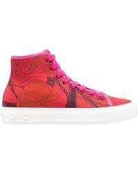Ferragamo - Scarf-Print High-Top Trainer Sneakers - Lyst