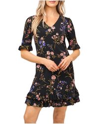 Cece - Floral Ruffled Mini Dress - Lyst