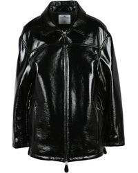 Courreges - Patent Finish Jacket With Zippered Pockets And Structured Collar - Lyst
