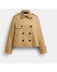 COACH - Short Trench Coat With Signature Collar - Lyst