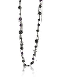 Chanel - Ruthenium 2009 Cc & Purple Bead Long Necklace With Cc - Lyst