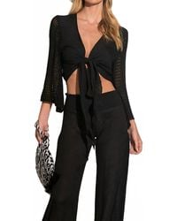 Elan - Tie Front Top With Crochet Detail - Lyst