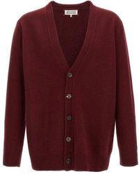 Maison Margiela - Burgundy Wool Cardigan With Deep V-Neck - Lyst