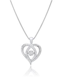 MAX + STONE - Dancing Diamond 'miraculous Love' Real Diamond Heart Pendant Necklace In Sterling Silver (1/6 Ct.tw), 18" Chai - Lyst