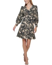 Calvin Klein - Printed Polyester Fit & Flare Dress - Lyst