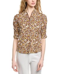 IBKUL - Ruched Elbow Sleeve Mandarin Collar Top - Lyst