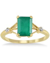 Monary 1.60 Carat Emerald And Diamond Ring In 10k Gold - Yellow