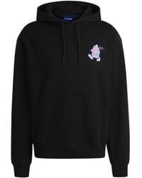 HUGO - Cotton-Terry Hoodie With Street-Food Graphics - Lyst